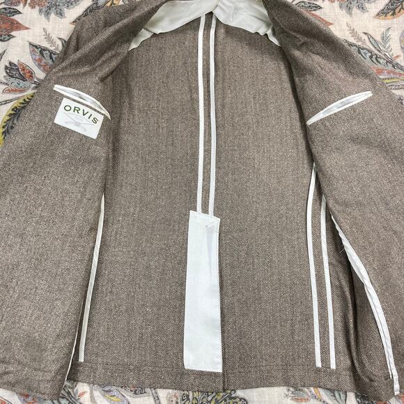 ORVIS Mens Tan Silk Viscose 3 Button Sport Coat Blazer 42R - Picture 4 of 12